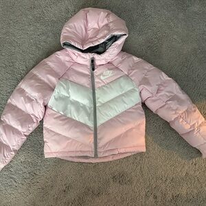 Nike Kids Light Pink and Gray Puffer Jacket